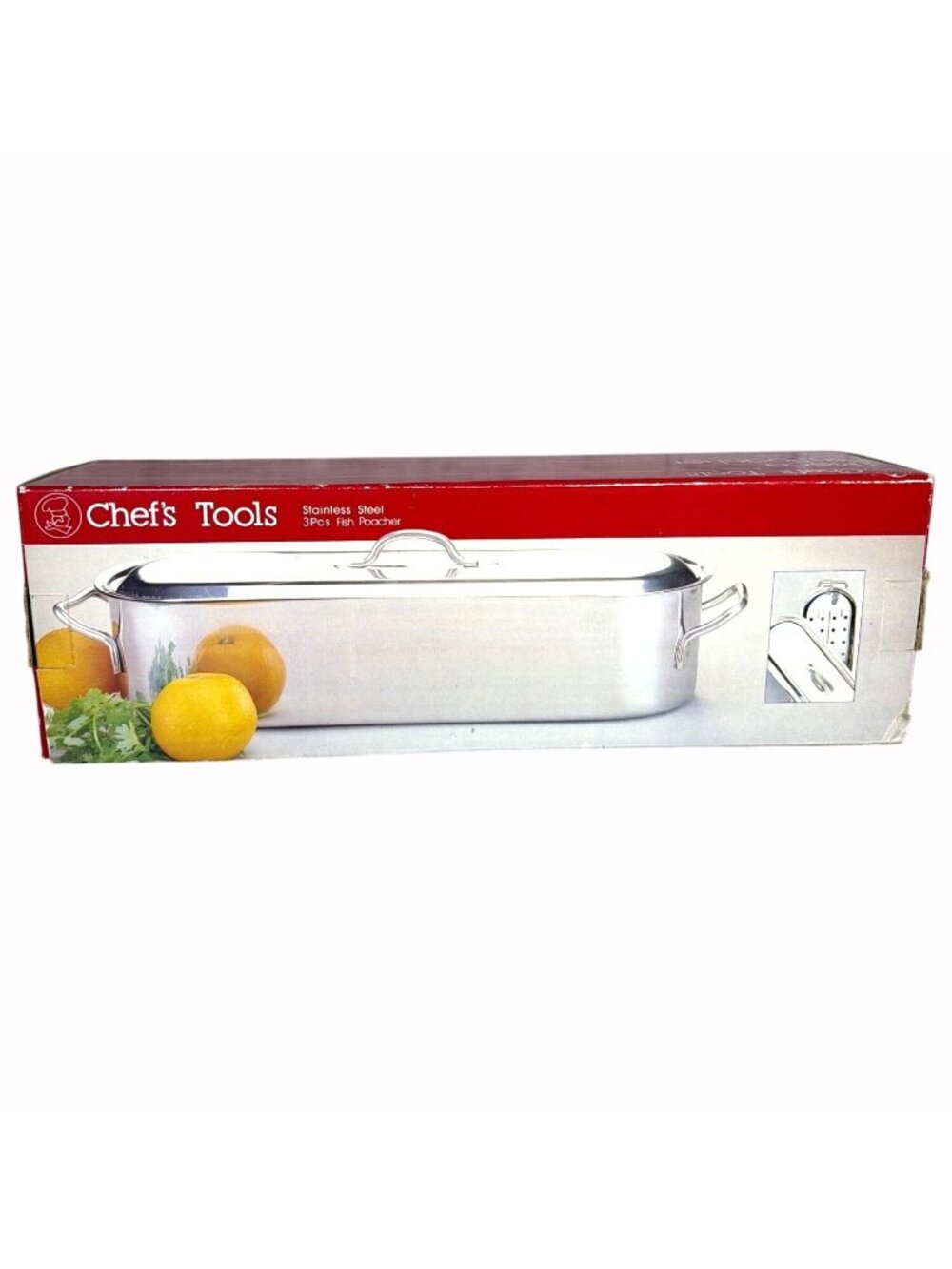 Fish Steam Poacher Stainless Steel 3 Piece Chefs Tools Set Healthy Cook Vintage